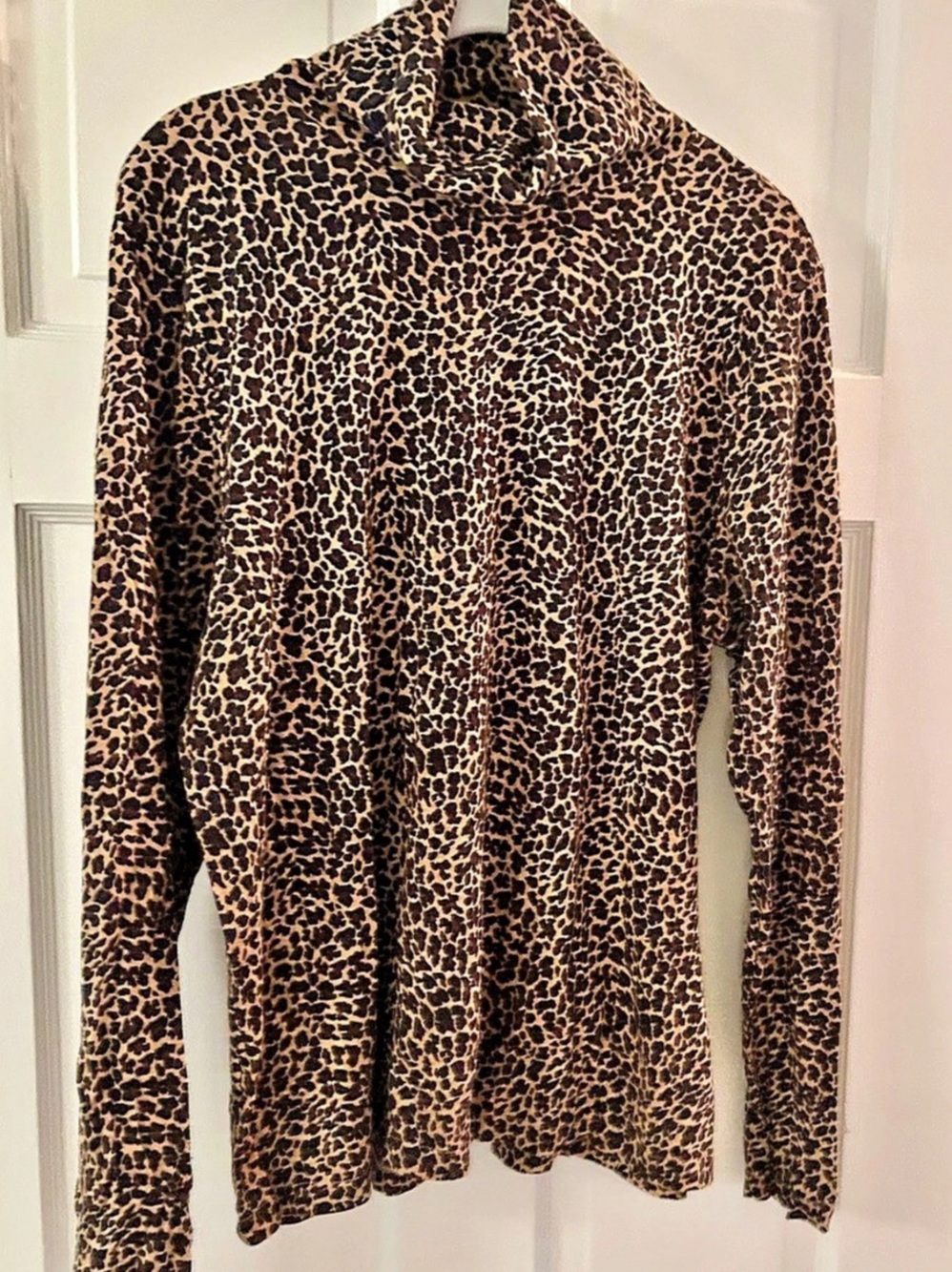 J Crew Factory tissue turtleneck in Leopard Print, Size XL